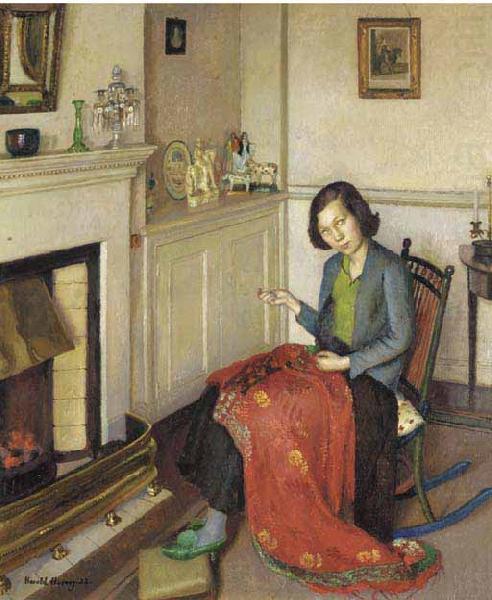 Harold Herbert The red silk shawl china oil painting image